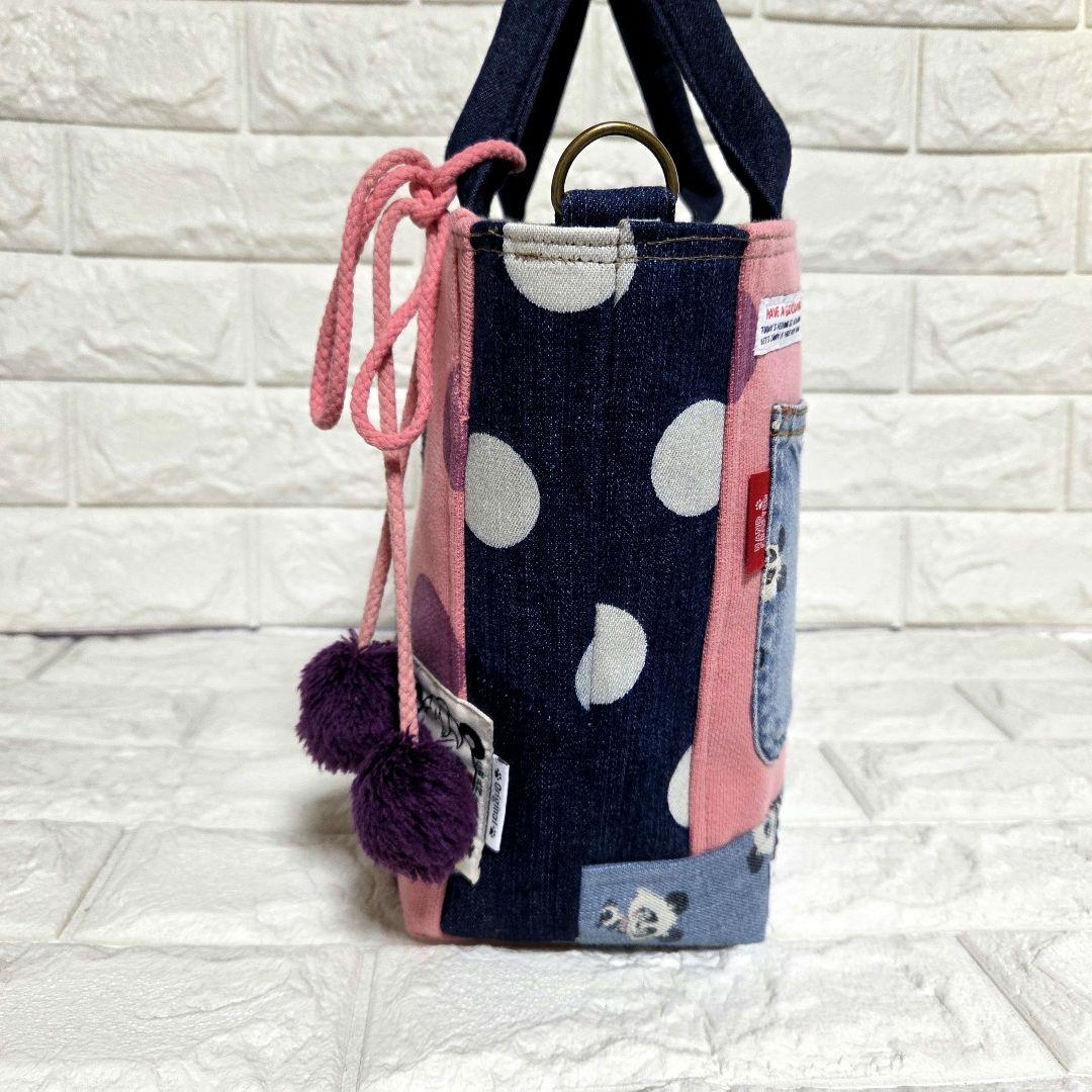 922 デニム＊リメイク＊パンダ＊バッグ＊トートバッグ