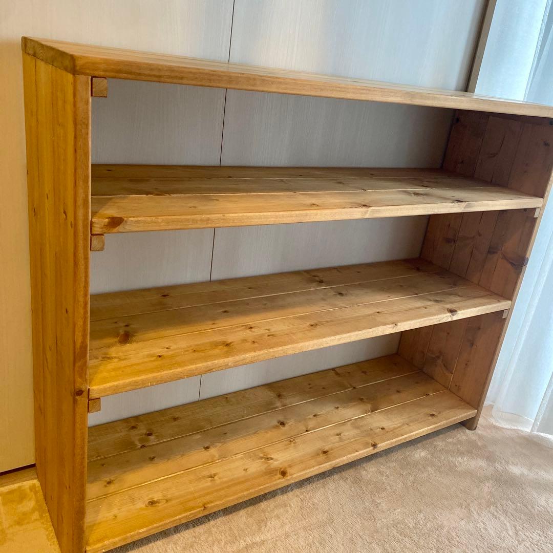 【aya】無垢材　3段おもちゃ棚　オープンシェルフ