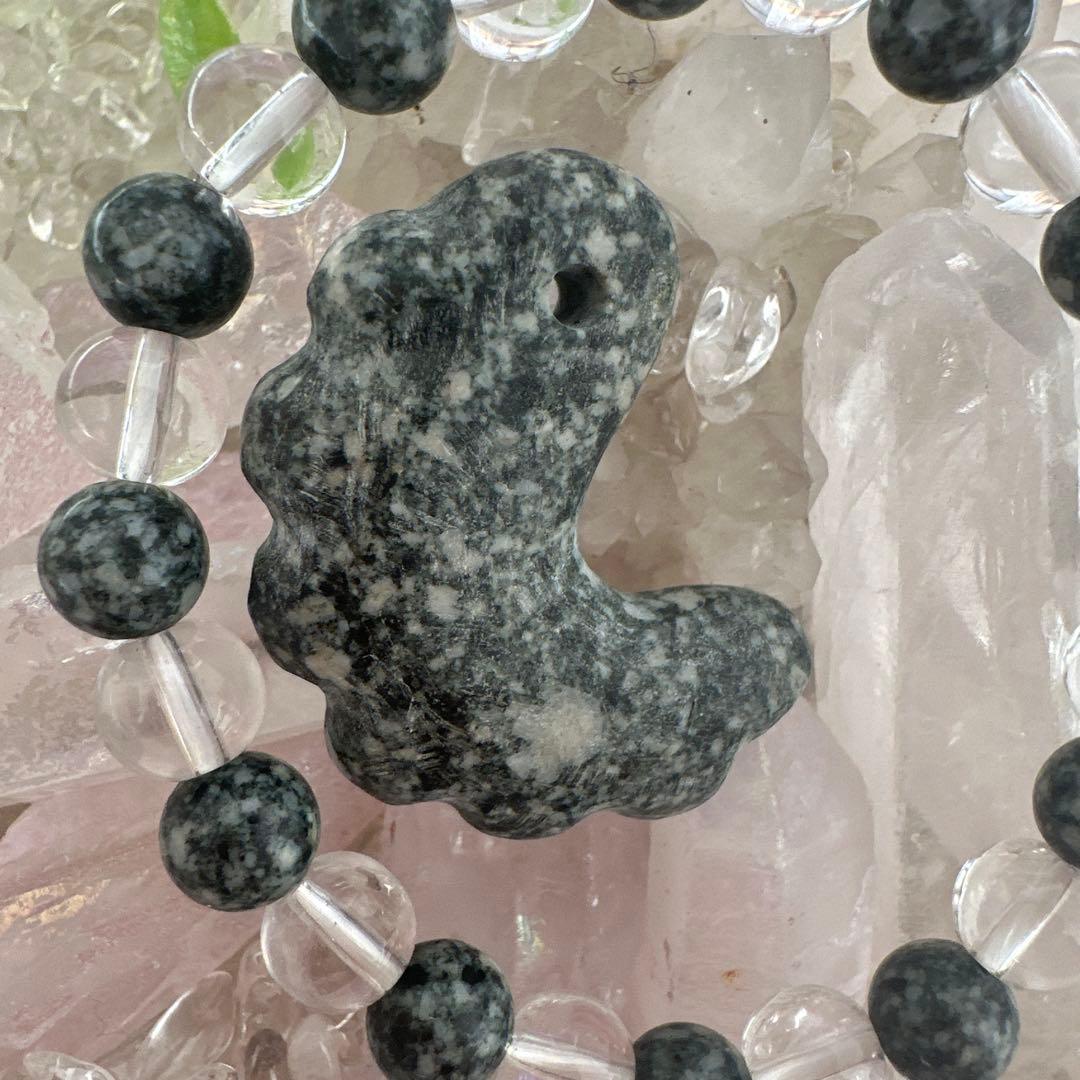 遠野霊石×ヒマラヤ水晶　ブレスレット＆1点限定ケモノ型勾玉セット＊高波動お守り