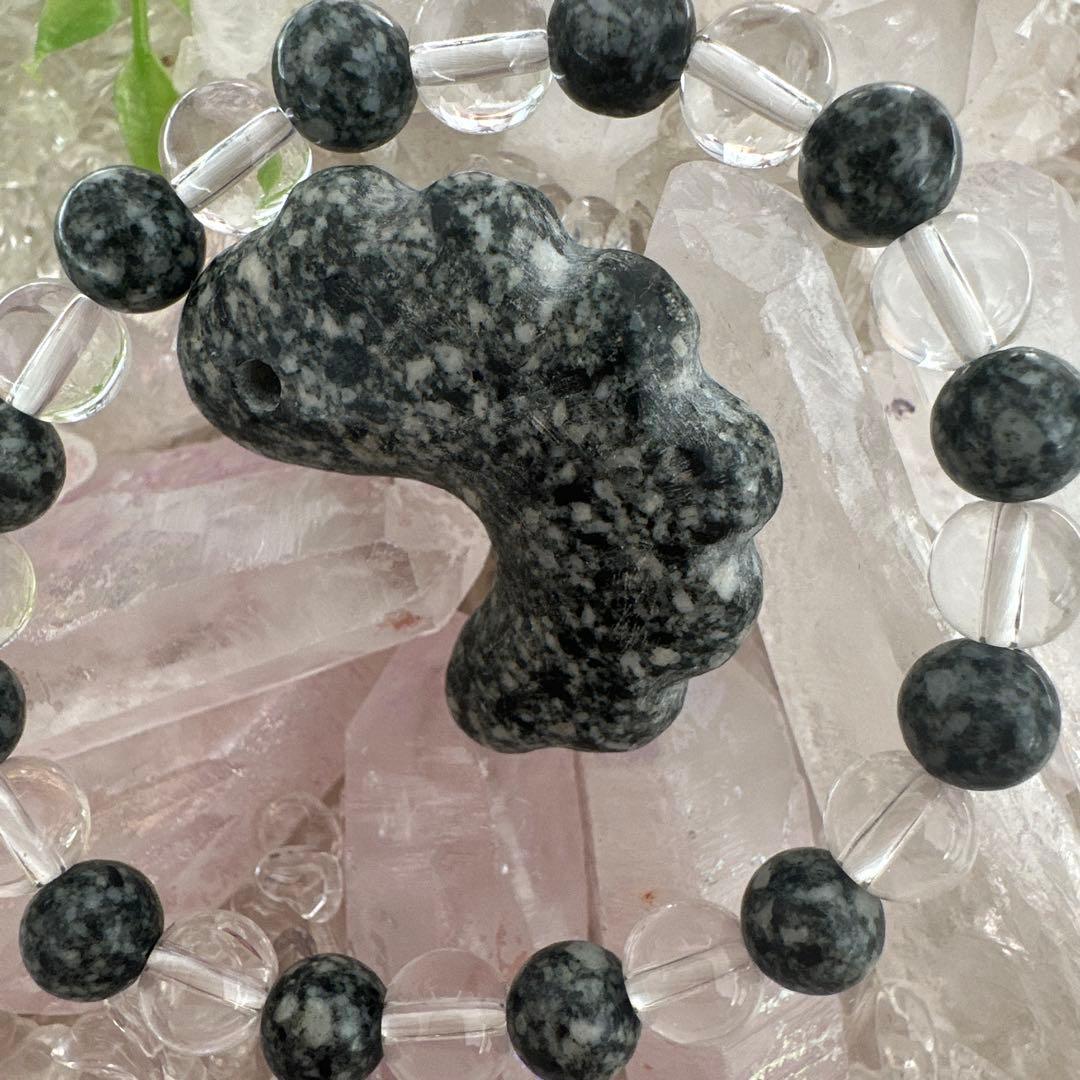 遠野霊石×ヒマラヤ水晶　ブレスレット＆1点限定ケモノ型勾玉セット＊高波動お守り