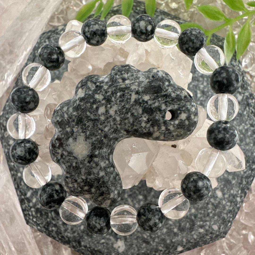 遠野霊石×ヒマラヤ水晶　ブレスレット＆1点限定ケモノ型勾玉セット＊高波動お守り