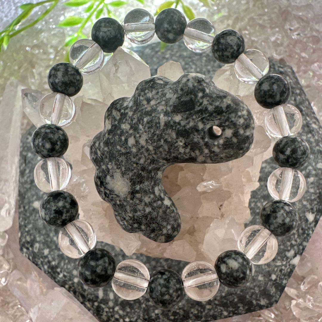 遠野霊石×ヒマラヤ水晶　ブレスレット＆1点限定ケモノ型勾玉セット＊高波動お守り