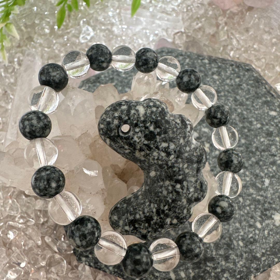 遠野霊石×ヒマラヤ水晶　ブレスレット＆1点限定ケモノ型勾玉セット＊高波動お守り
