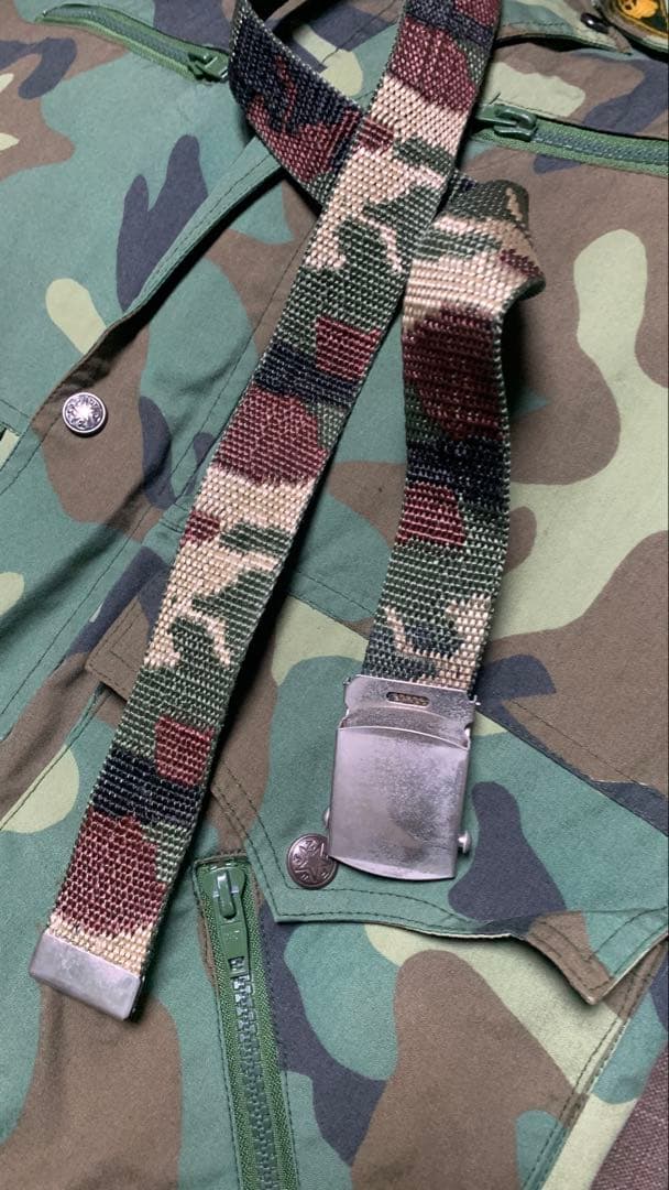 1990年代中国武装警察の上下制服　ベルト付き　迷彩服・パンツセット 緑系迷彩