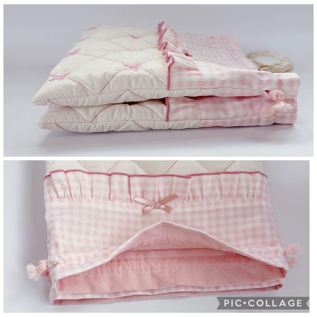 a♡プロフィール必読様　レッスンバッグ　上履き袋　ヌビ　キルト　りぼん　刺繍生地