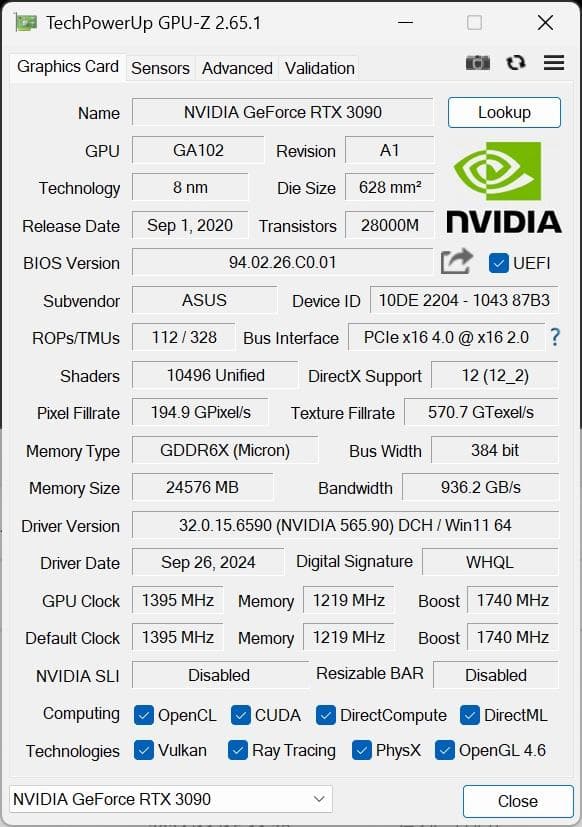 グラフィックボード・グラボ・ビデオカード ASUS TUF Gaming GeForce RTX 3090 24GB