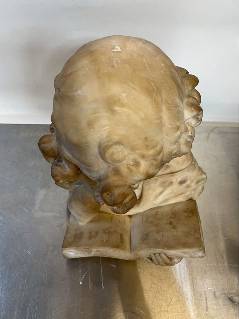 【訳あり】アンティーク 彫像 大理石 読書する少女 天然石 置物 オブジェ