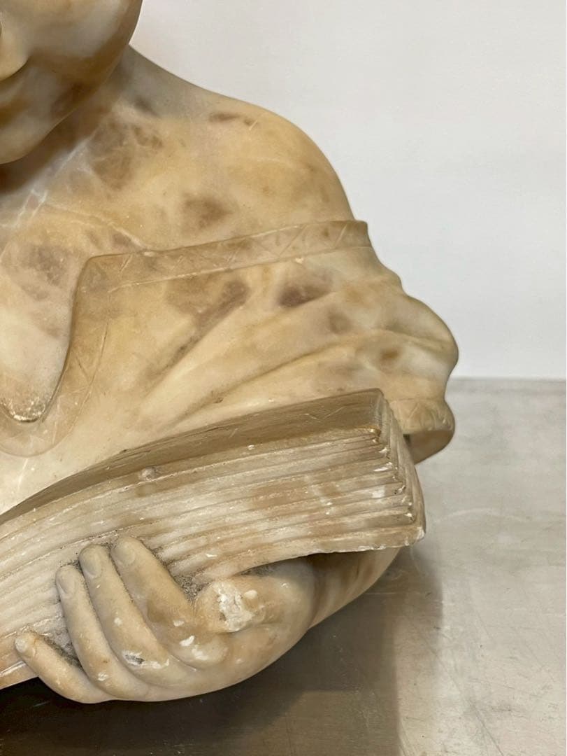 【訳あり】アンティーク 彫像 大理石 読書する少女 天然石 置物 オブジェ