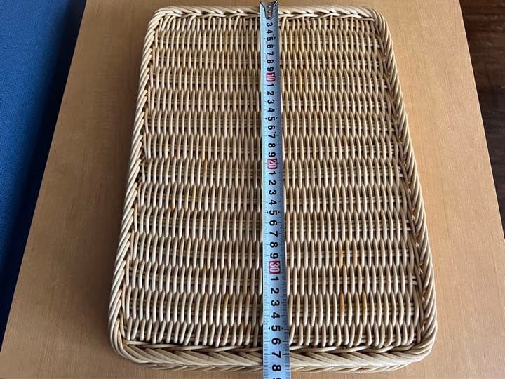 よし与工房　角浅型プラタンかご　アイボリー　４つセット③