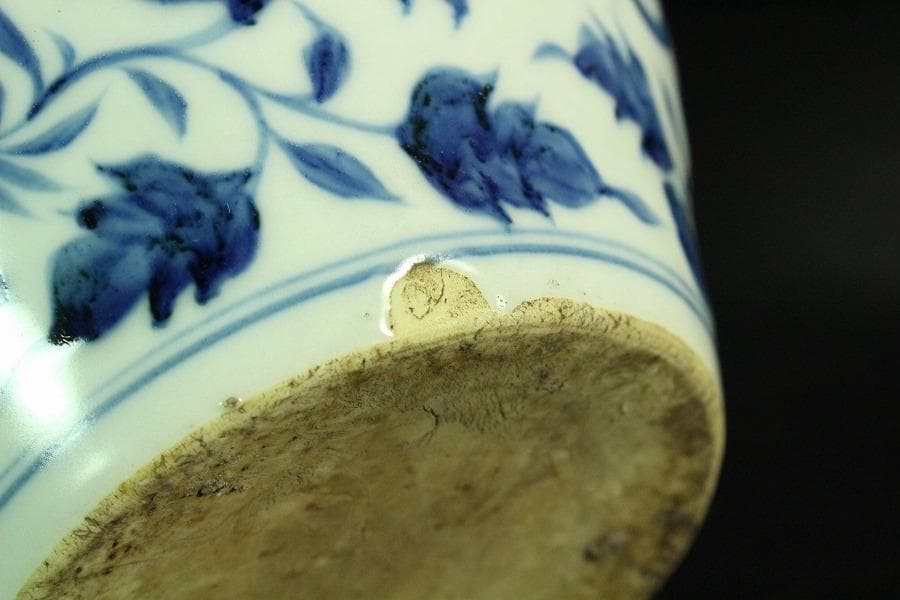 中国美術 青花 纏枝蓮花鳳紋 壷(K-A727)