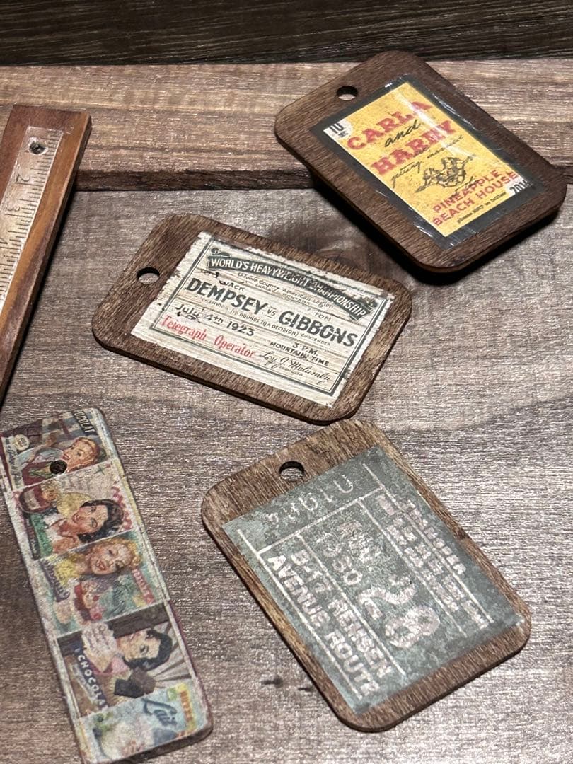 レトロウッドタグ　7枚　No.1016