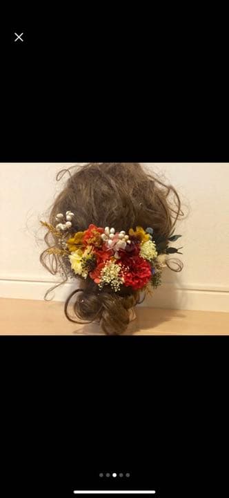 髪飾り　プリザーブドフラワー　白　赤　黄　緑　成人式　卒業式