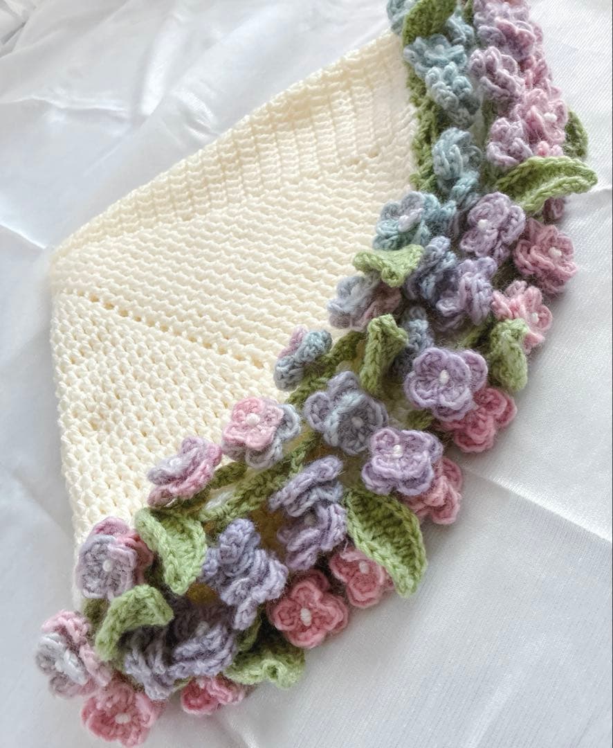 紫陽花　花束ブランケット ブーケブランケット　手編み ハンドメイド 80cm