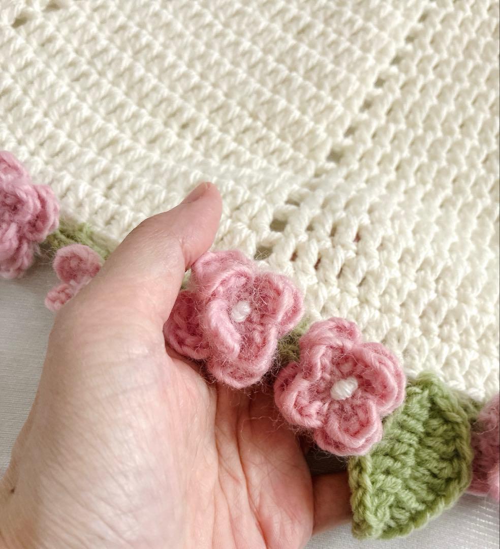 紫陽花　花束ブランケット ブーケブランケット　手編み ハンドメイド 80cm