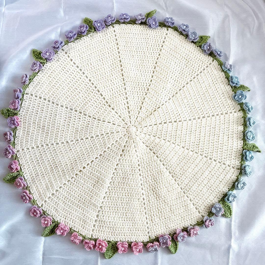 紫陽花　花束ブランケット ブーケブランケット　手編み ハンドメイド 80cm