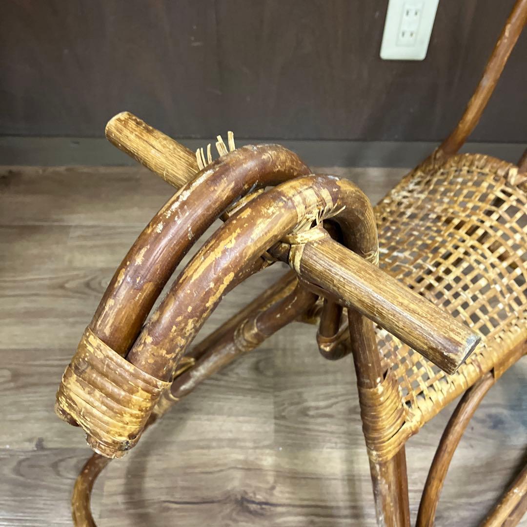 B-2 ヴィンテージ ラタン ロッキングホース 籐製 木馬 子供用 インテリア