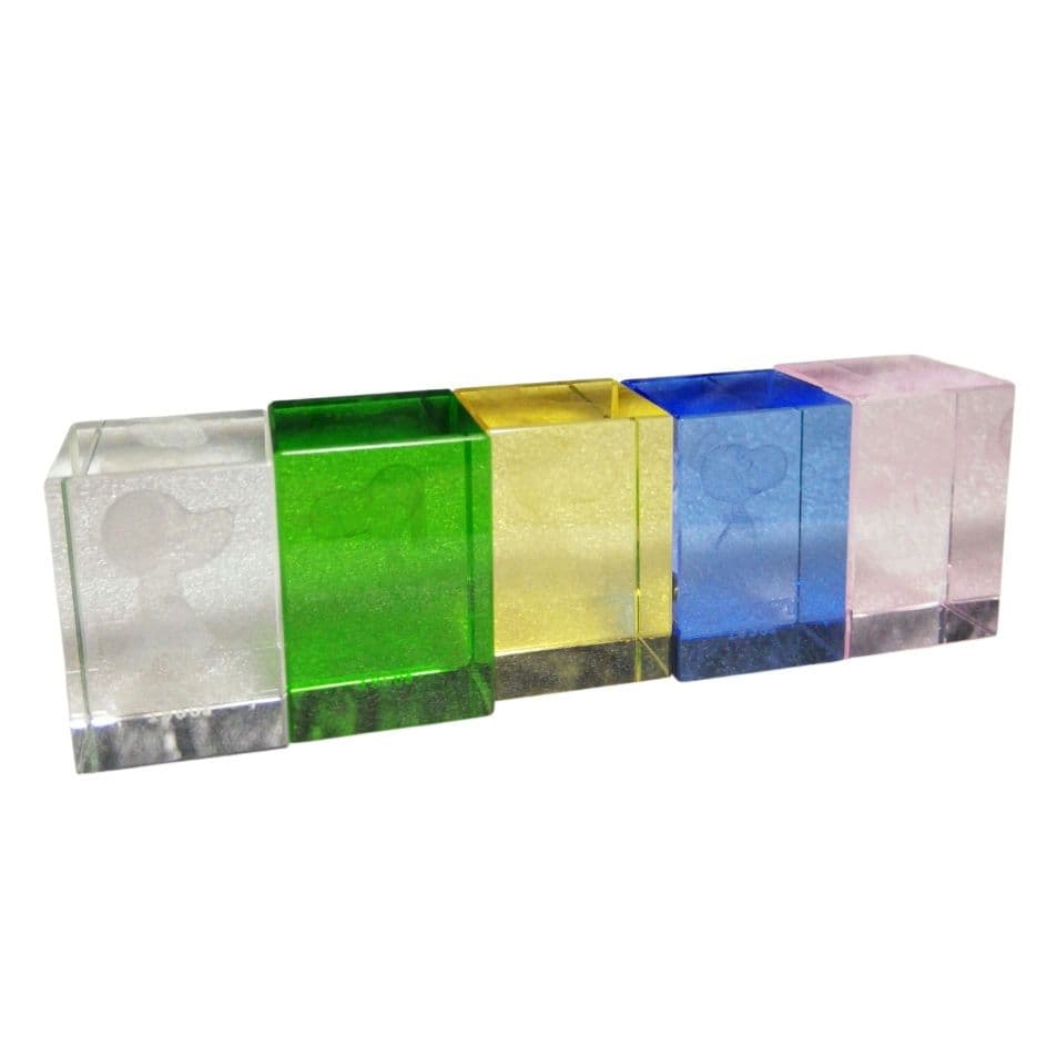 スヌーピー 3Dクリスタルアート 5個セット 1950～1990 緑 黄色 青