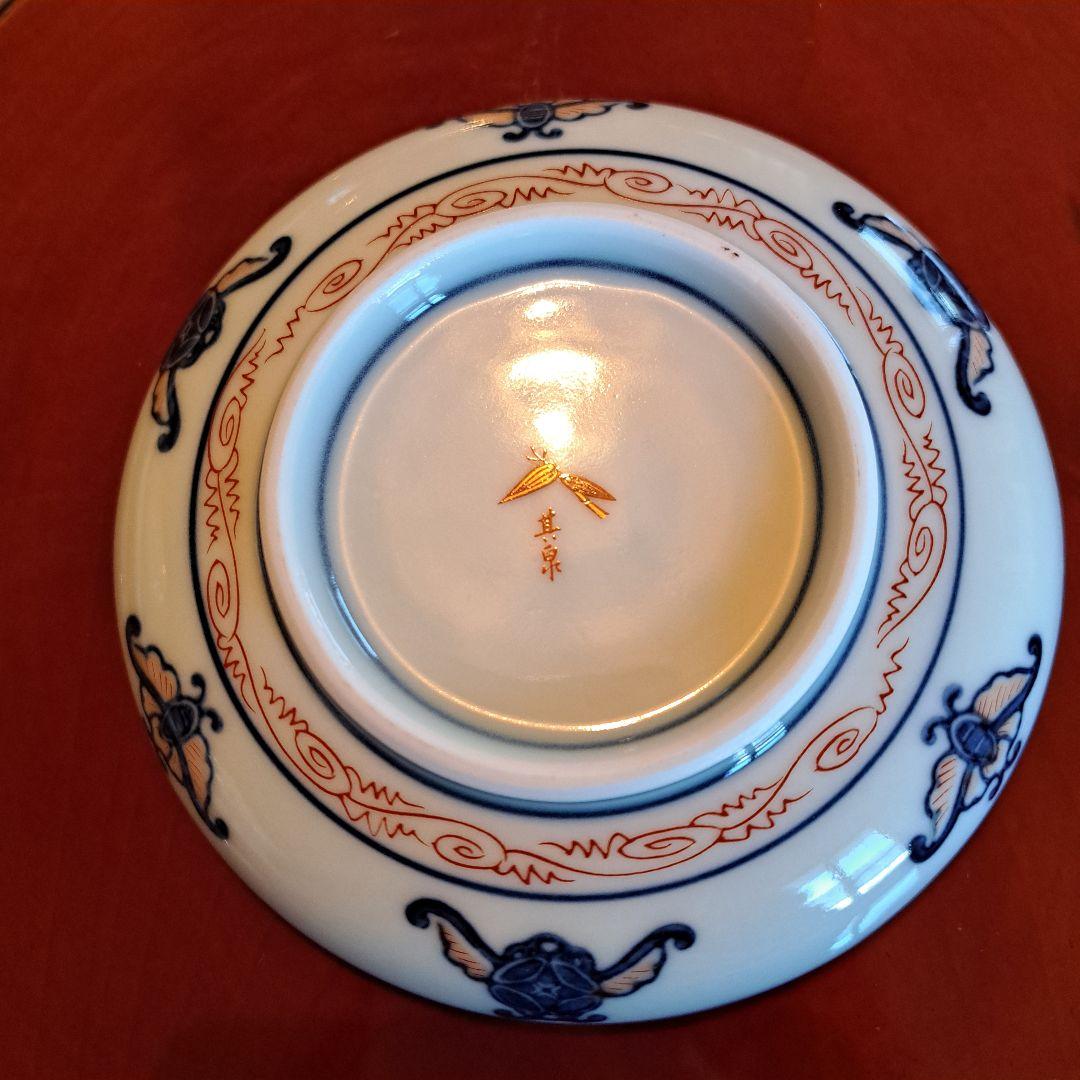 有田焼　其泉窯　金彩古伊万里　金縁　染錦　小皿揃 　銘々皿　見込地紋　賞美堂