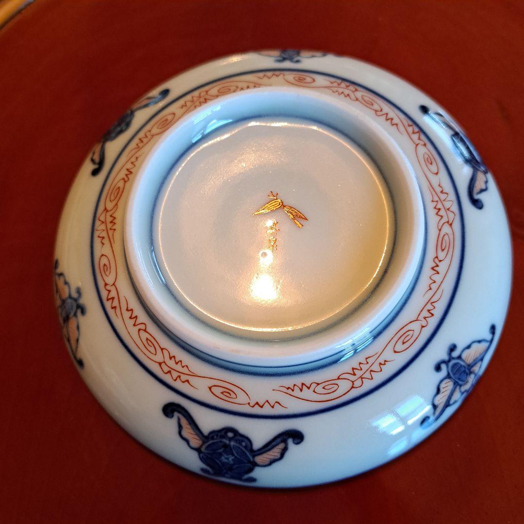 有田焼　其泉窯　金彩古伊万里　金縁　染錦　小皿揃 　銘々皿　見込地紋　賞美堂
