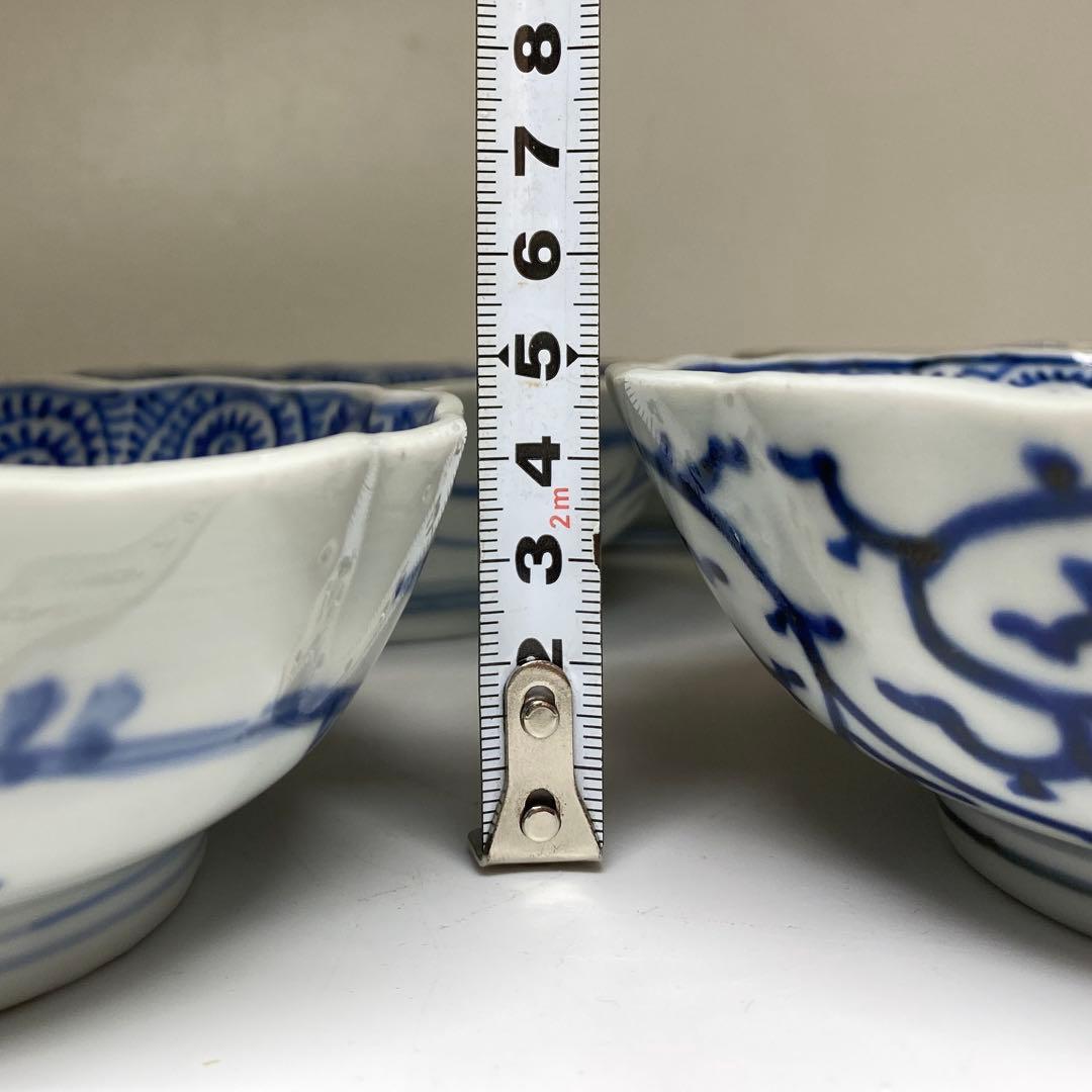 古伊万里 染付蛸唐草 膾皿 6枚　w14.5〜15cm 東キ7-0913①