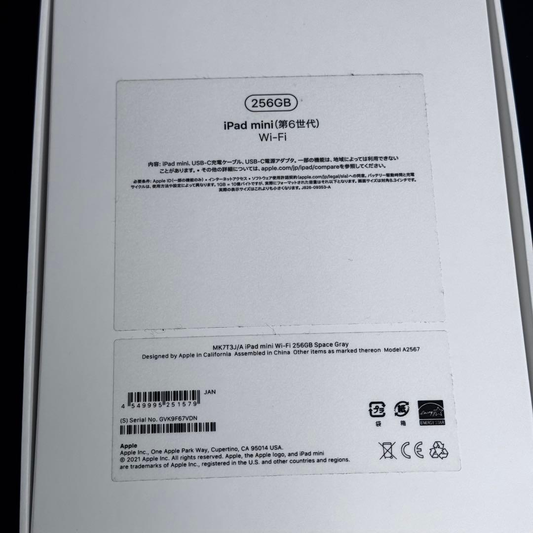 iPad mini (第6世代) 256GB Wi-Fi スペースグレイ
