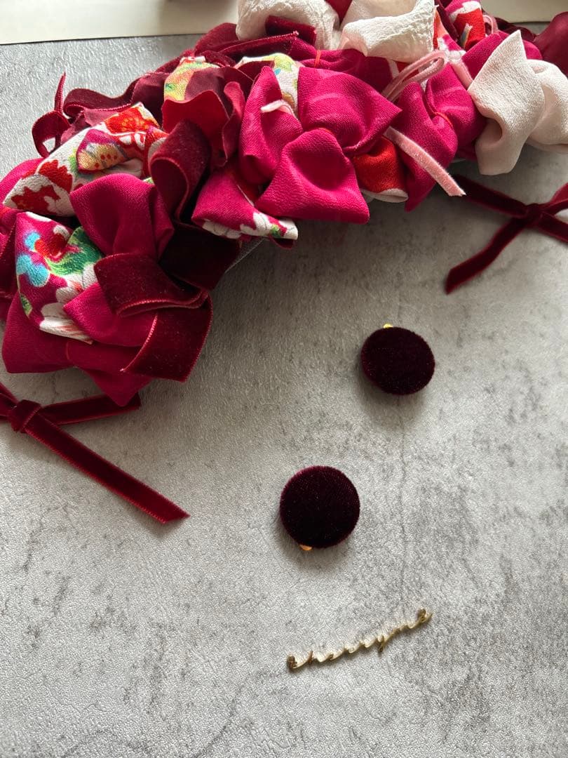 七五三　七五三髪飾り　ヘッドドレス　着物髪飾り　lovelyなボルドー　099