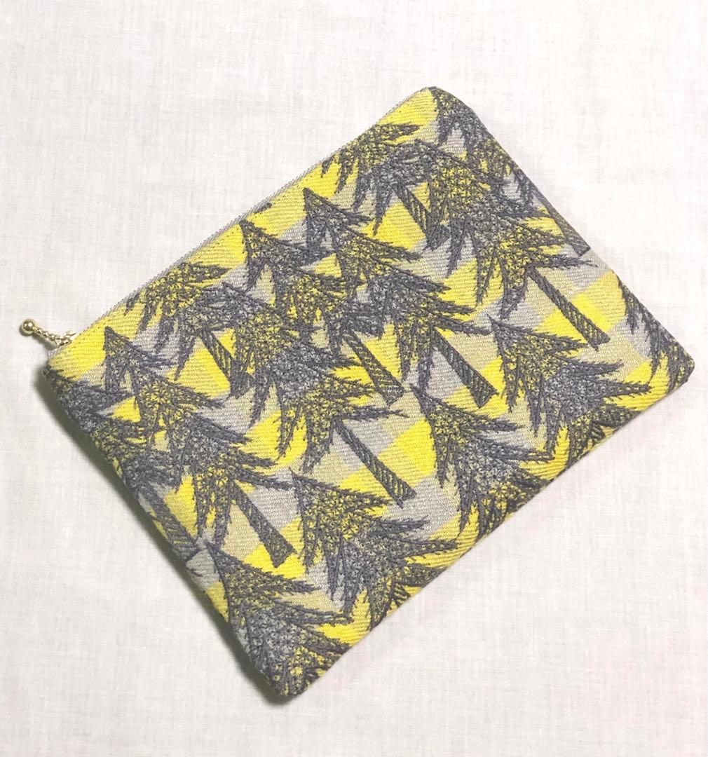 【受注製作】ミナペルホネンランドシアター イエロー フラットポーチ