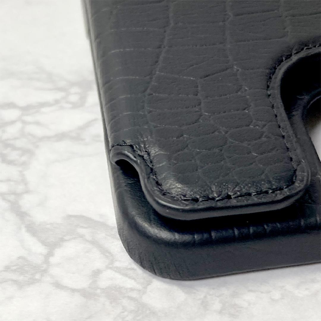 《新品》デミュウiPhone14　クロコ型レザー　本革スマホカバー　スマホケース