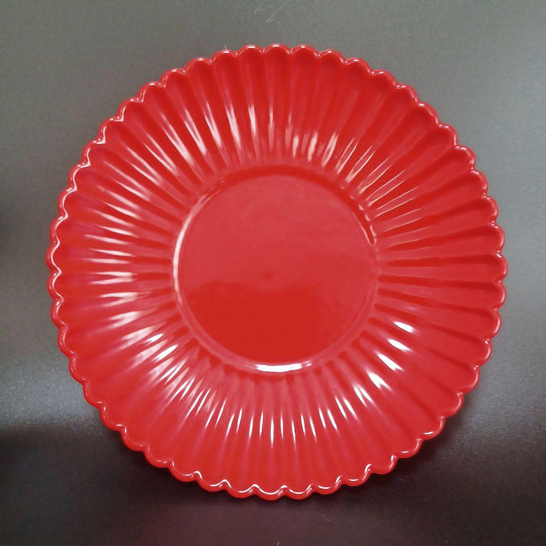 紅釉天藍釉菊口皿一対　中国古美術