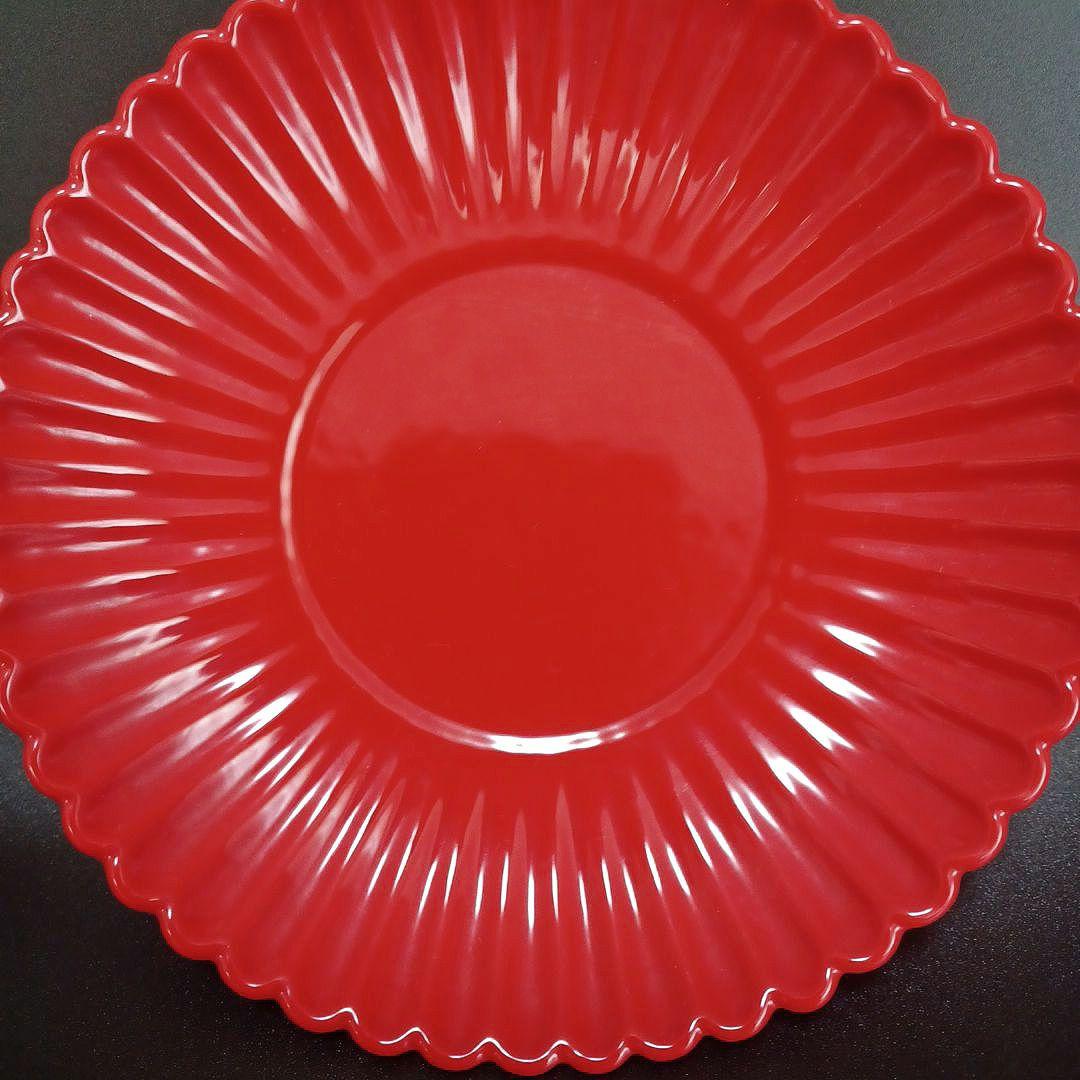 紅釉天藍釉菊口皿一対　中国古美術