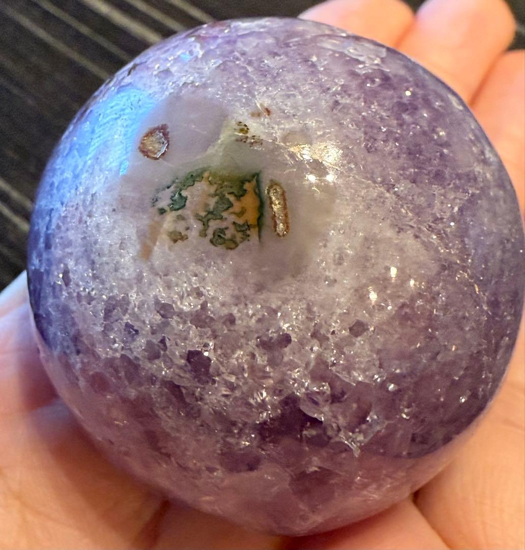 高品質♡ ロマネサイトイン アメジスト 笑口 スフィア 丸玉 紫水晶 天然石