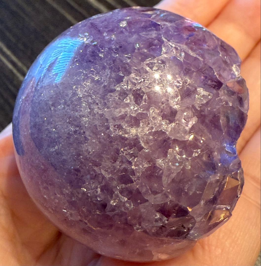 高品質♡ ロマネサイトイン アメジスト 笑口 スフィア 丸玉 紫水晶 天然石