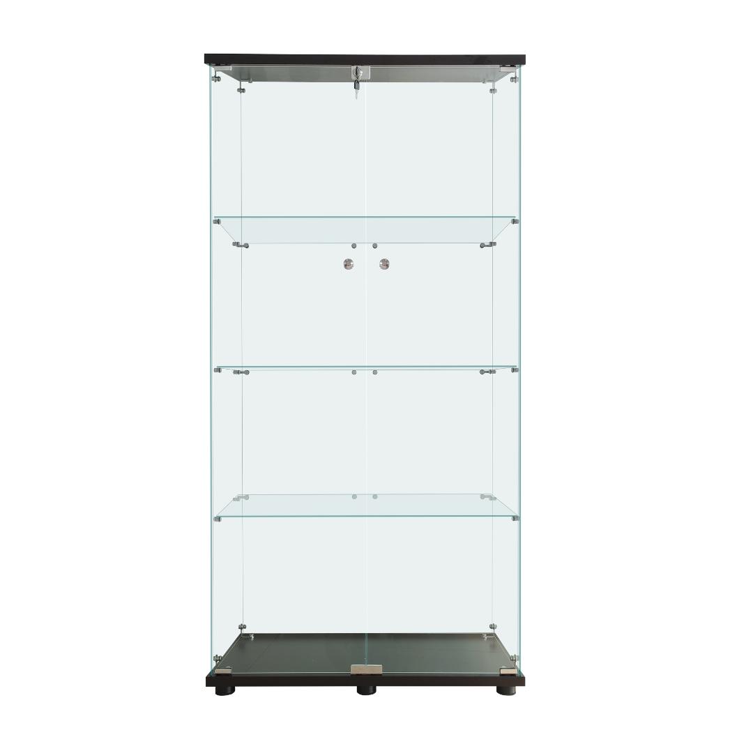 【新品】フィギュアケース コレクションケース ガラス 4段ワイド 棚 ブラック