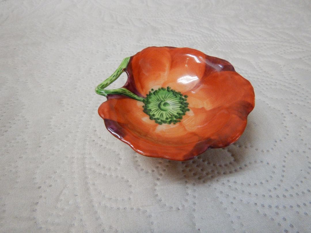 ポピー　花形　陶器　皿　リモージュ　アンティーク　小物入れ　ビンテージ