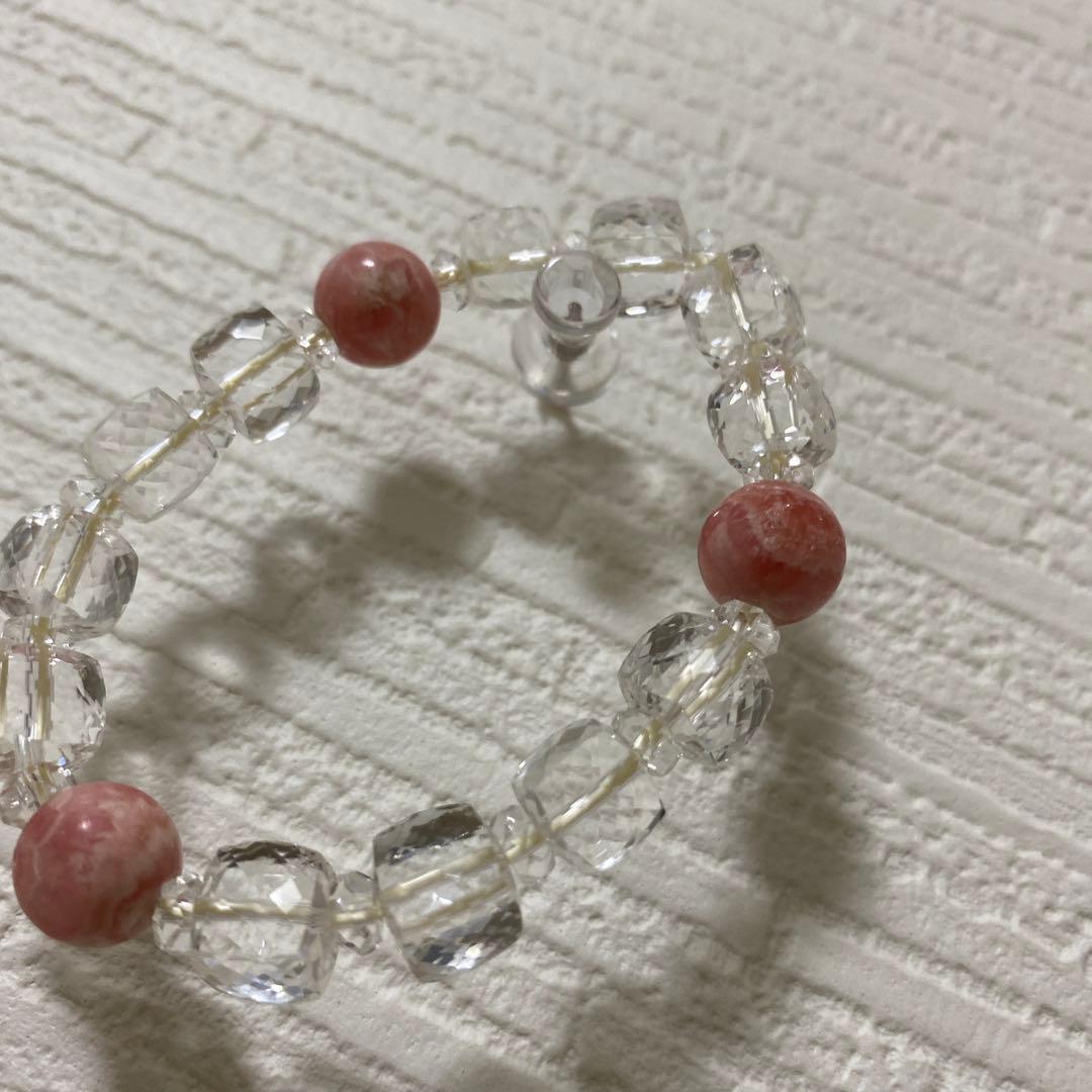 水晶、ローズクォーツ ブレスレット