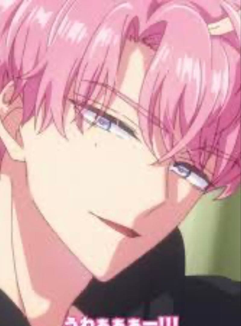 ピンク髪キャラクター スーツ姿