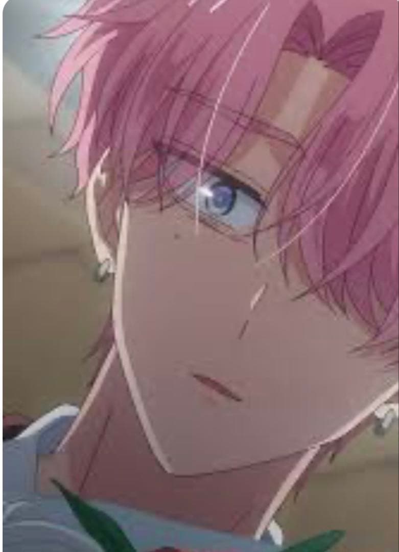 ピンク髪キャラクター スーツ姿