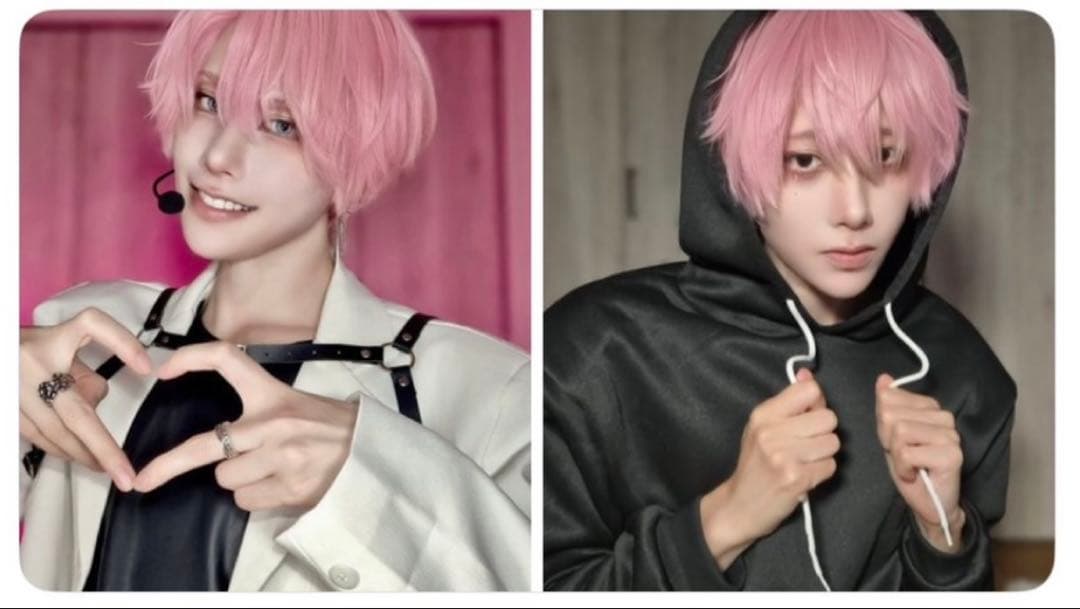 ピンク髪キャラクター スーツ姿