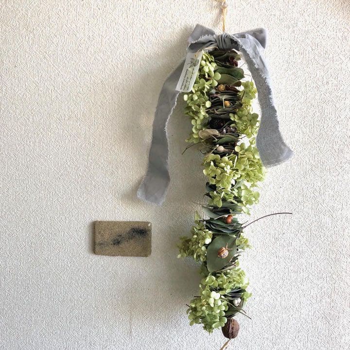 ユーカリ紫陽花木ノ実のガーランド　リース　スワッグ