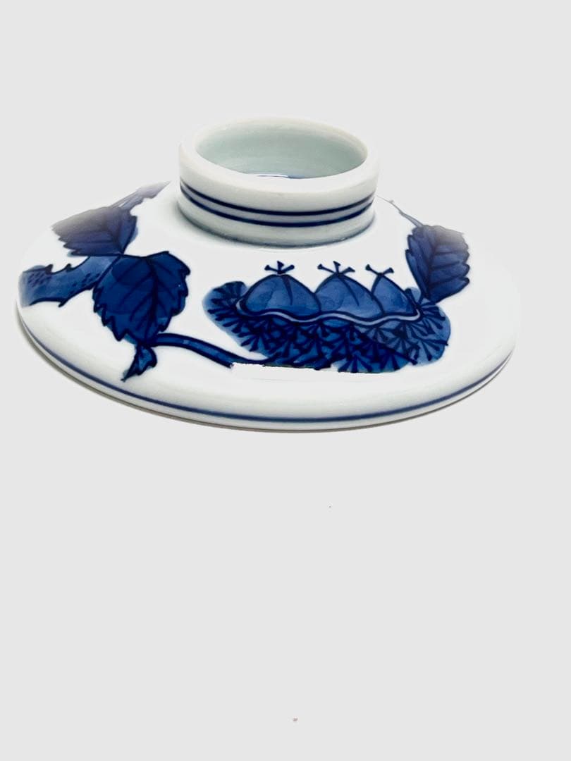 源右衛門窯　染付栗紋　蓋付き碗