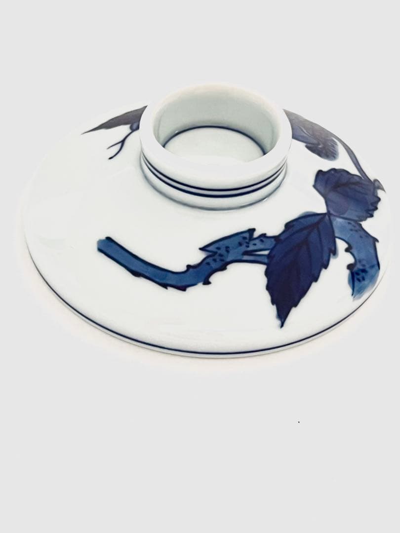 源右衛門窯　染付栗紋　蓋付き碗