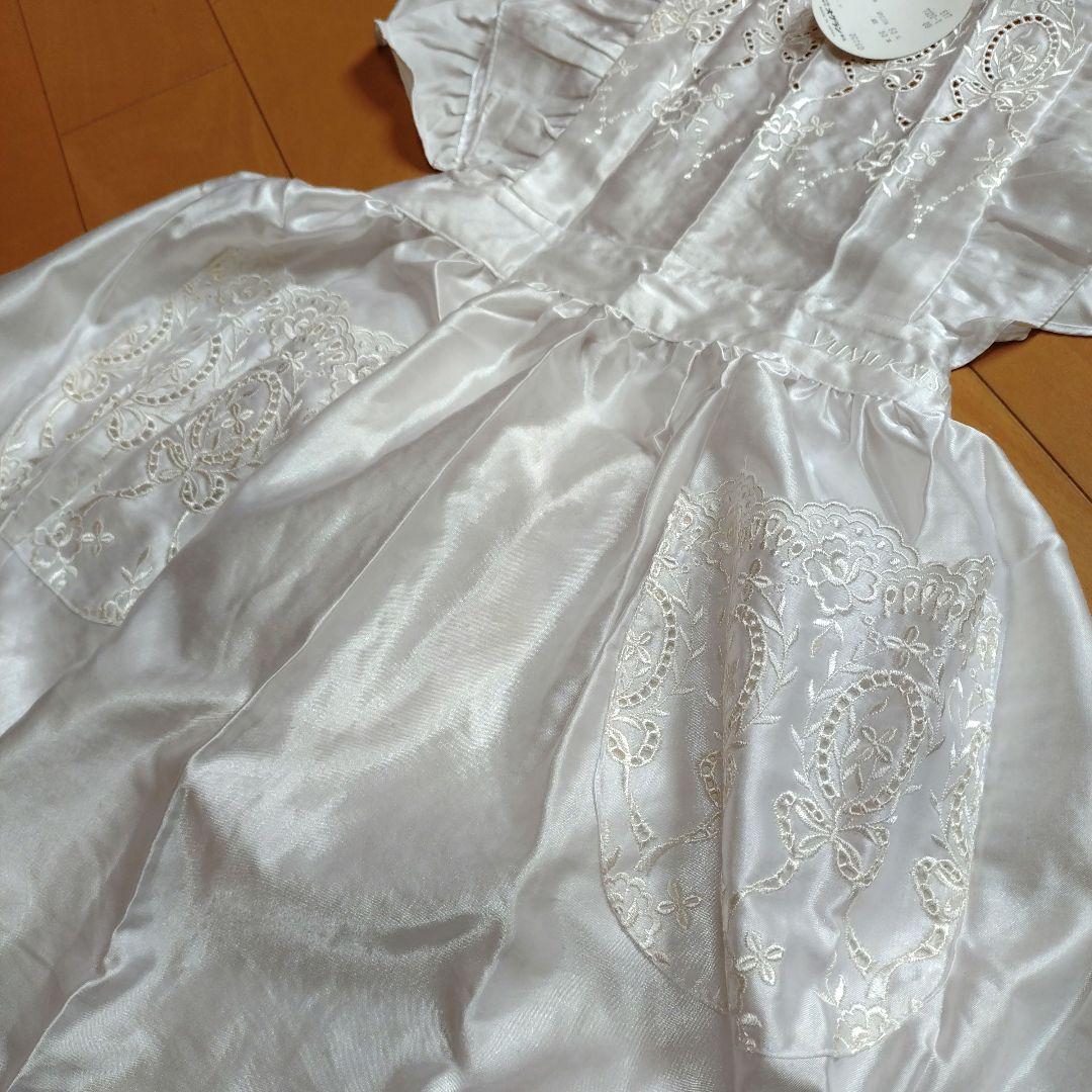 【新品タグ付き】桂由美　フリルレース　刺繍エプロン　白　高級感