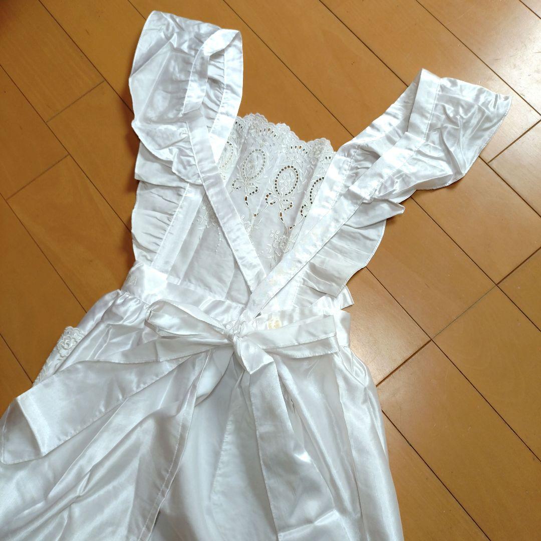 【新品タグ付き】桂由美　フリルレース　刺繍エプロン　白　高級感