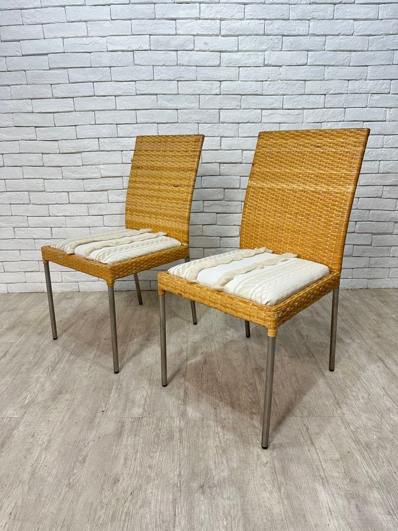 ①【東京23区配送無料】高級家具　ビンテージ　ラタン　椅子　チェア　カフェ　店舗