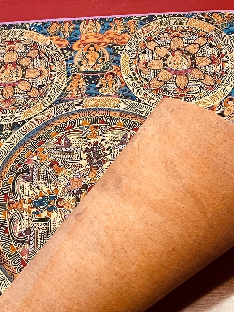 チベット密教 手描き曼荼羅（マンダラ）タンカ 新品・一点物 肉筆画 D5