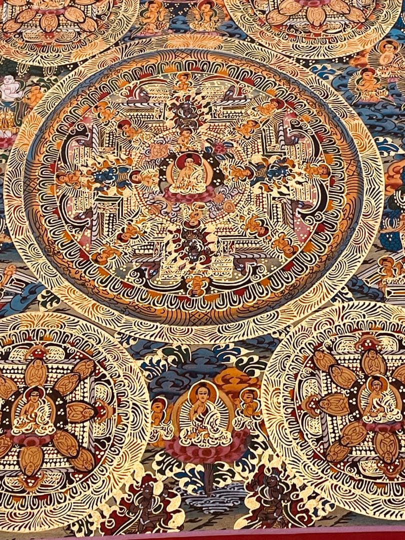 チベット密教 手描き曼荼羅（マンダラ）タンカ 新品・一点物 肉筆画 D5