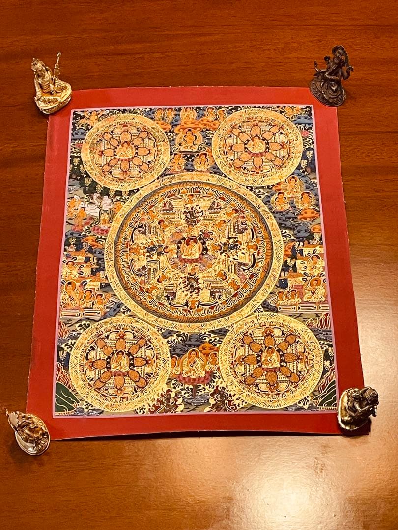 チベット密教 手描き曼荼羅（マンダラ）タンカ 新品・一点物 肉筆画 D5