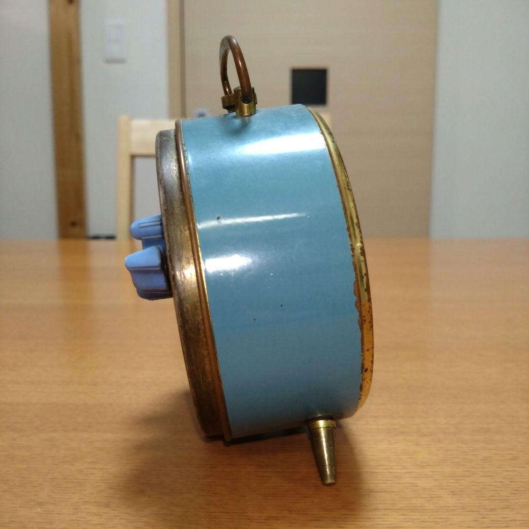 ◆昭和レトロ◆時代物◆ビンテージ◆精工舎◆目覚まし時計◆ゼンマイ式◆水色と金色