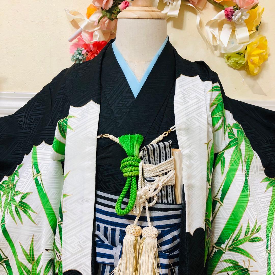 七五三５歳完全フルセット‼️豪華黒地系タイガー金彩煌びやか⭐︎袴縞スタイルアップ銘品