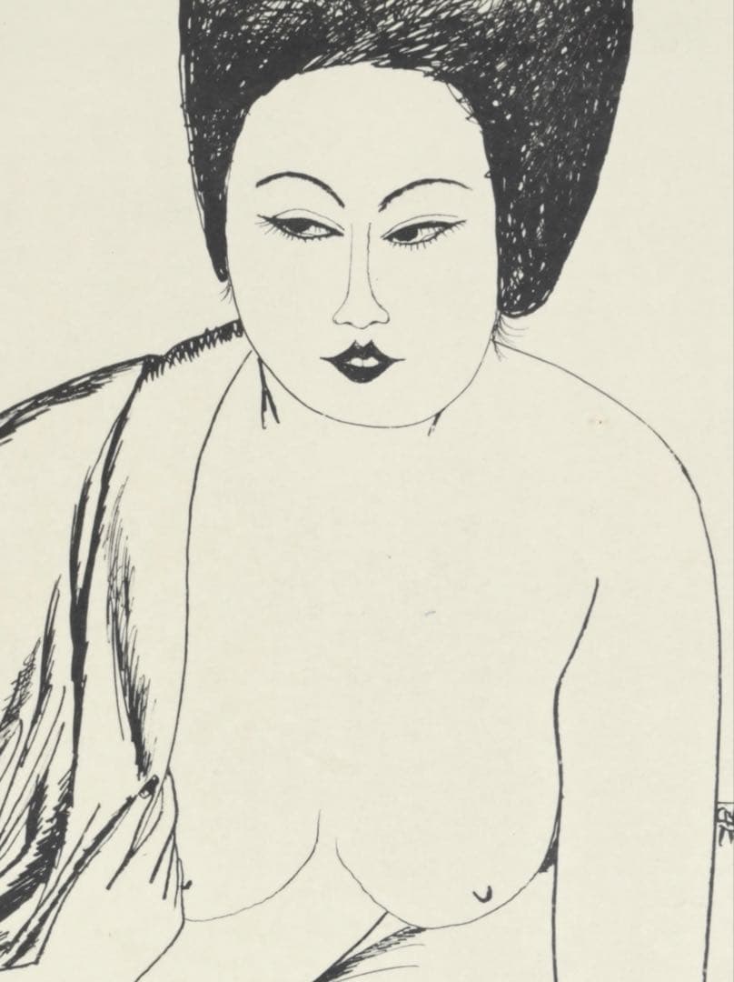風間完 リトグラフ 54/100 直筆サイン 額装 女性像 美人画 版画 アート